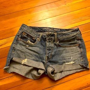 American Eagle distressed cutoff cuffed jean short